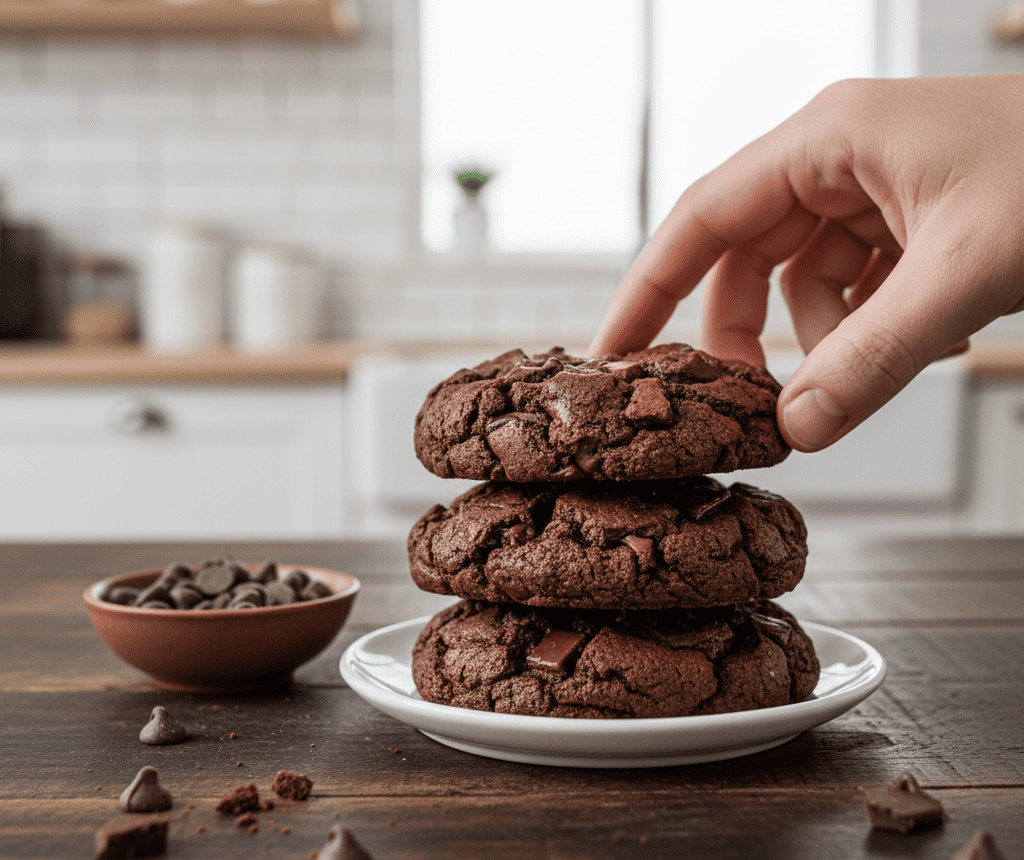 Cookies de cacau com chocolate